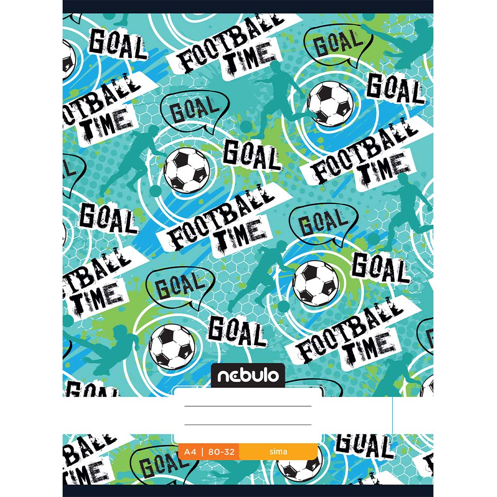Nebulo: Tűzött sima Football time feliratos füzet 80-32 A/4 kép 1