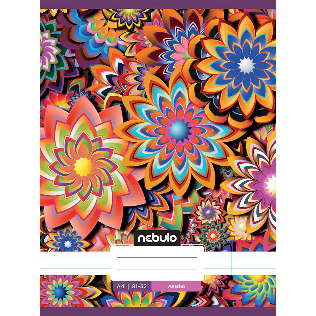 Nebulo: Zošívaný linajkový zošit s fraktálnym kvetinovým vzorom 81-32 A/4
