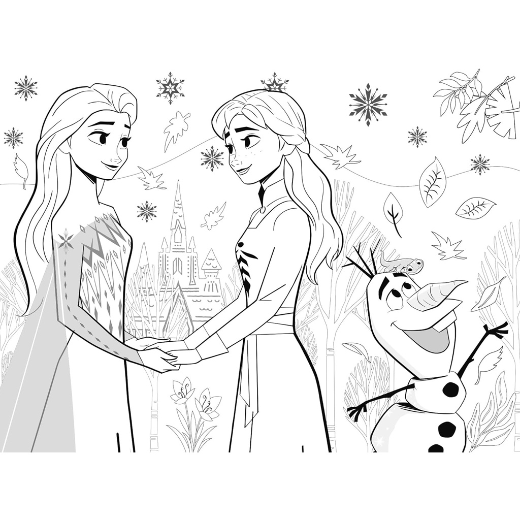 Frozen sestry 2 v 1, 48-dielne Eco mini puzzle a omaľovánka 35x25 cm - Lisciani kép 3
