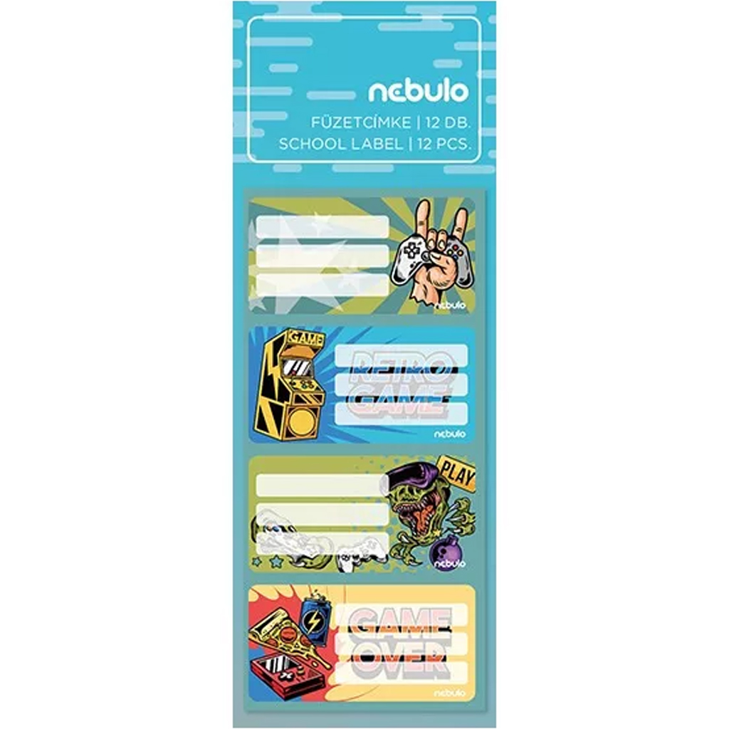 Nebulo: Sada 12 kusov zošitových štítkov s herným motívom