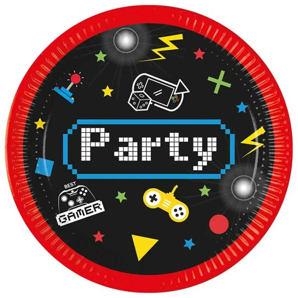 Gamer party mintás papírtányér 8db-os szett 23cm kép 1