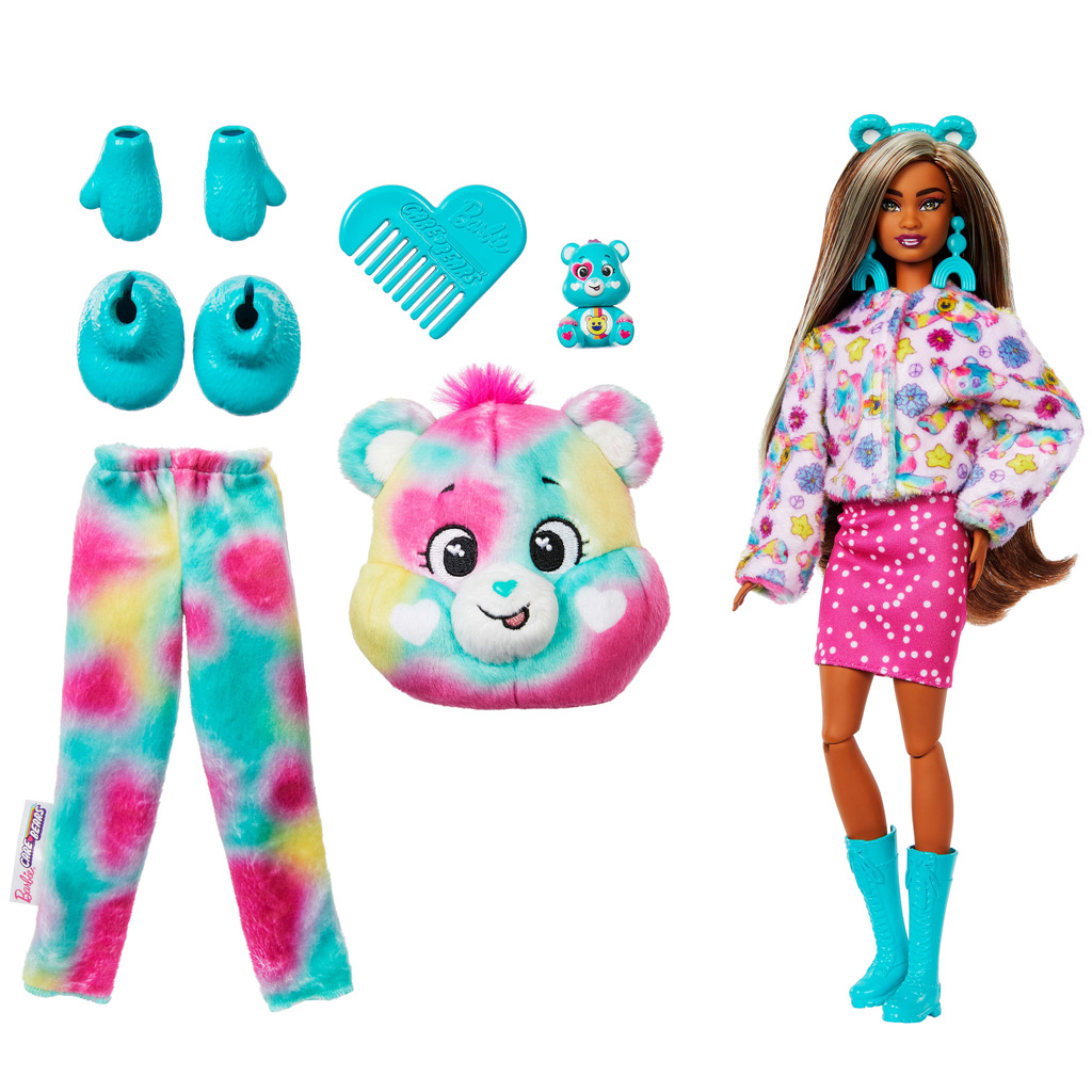 Barbie: Cutie Reveal prekvapujúca bábika Care Bears, 2. séria – Good Vibes medveď – Mattel kép 2
