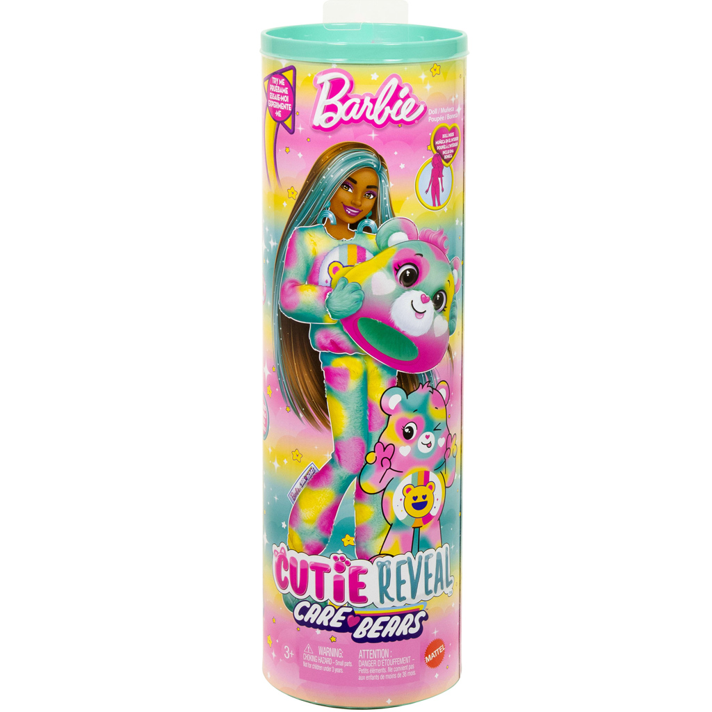 Barbie: Cutie Reveal prekvapujúca bábika Care Bears, 2. séria – Good Vibes medveď – Mattel