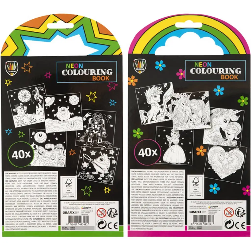 Grafix Neon 40-listová omaľovánka so 5 fixkami kép 2