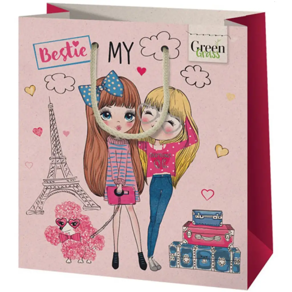 Green Grass Bestie stredne veľká darčaková taška 20x9x23cm