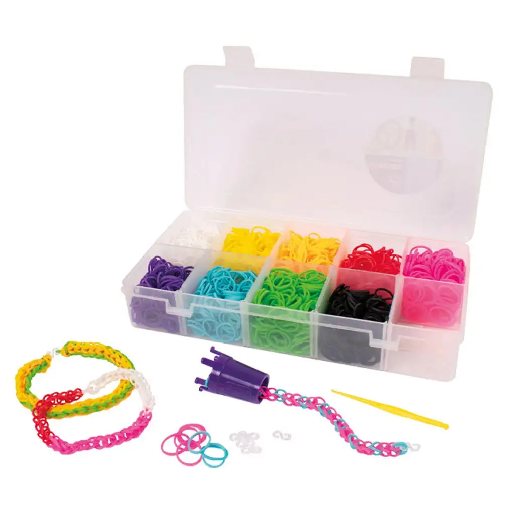PlayBox: Sada na výrobu gumičkových náramkov s 9 farbami, 2700 kusov kép 2