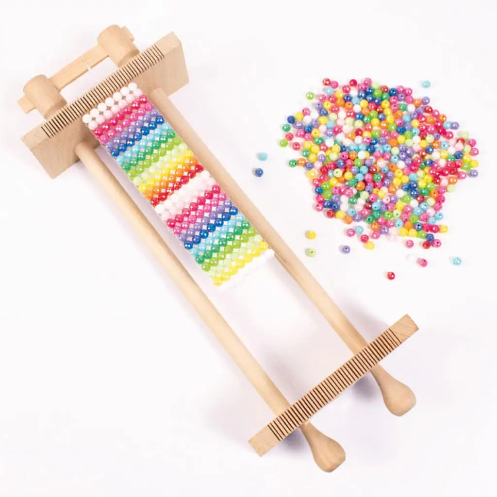 PlayBox: Tkanie korálok na drevenom ráme 310x120x60mm