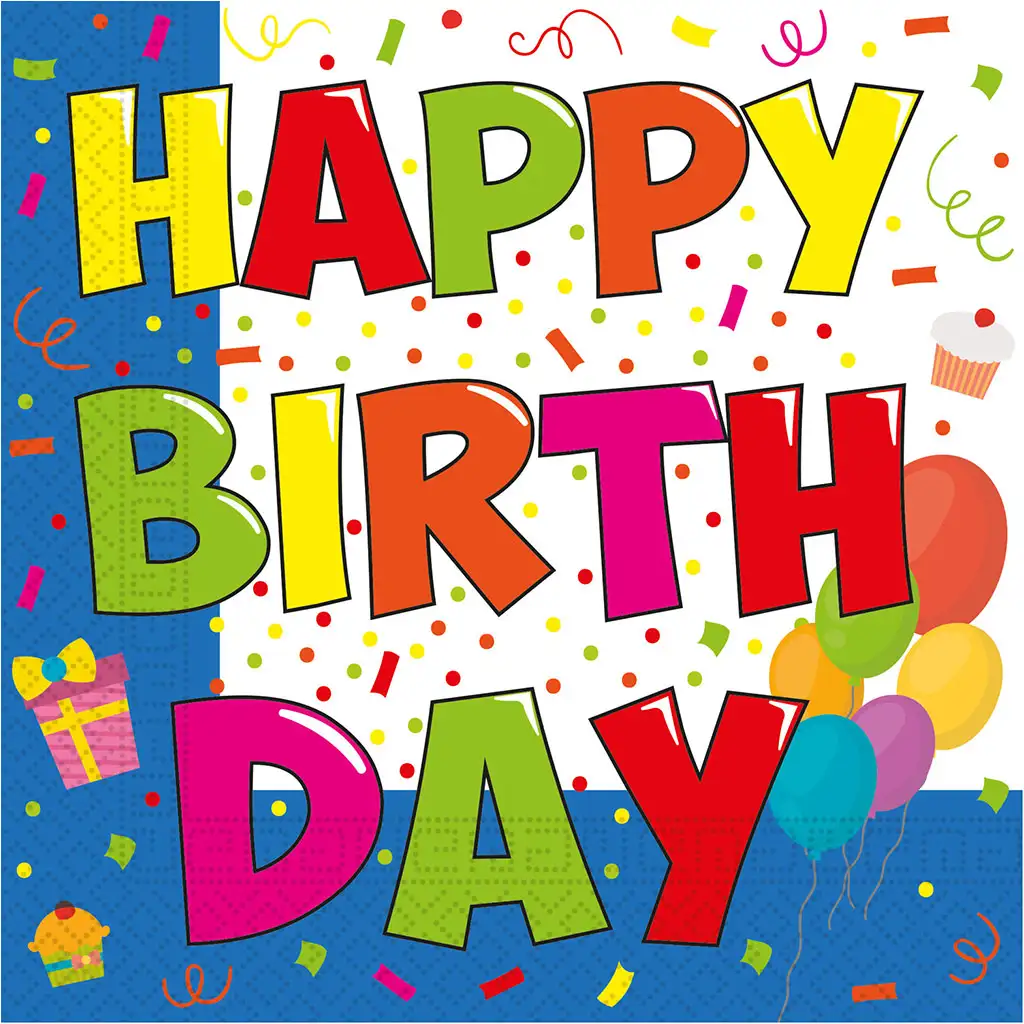"Happy Birthday" feliratú papírszalvéta szett – 2 rétegű, 33x33 cm, 20db kép 1
