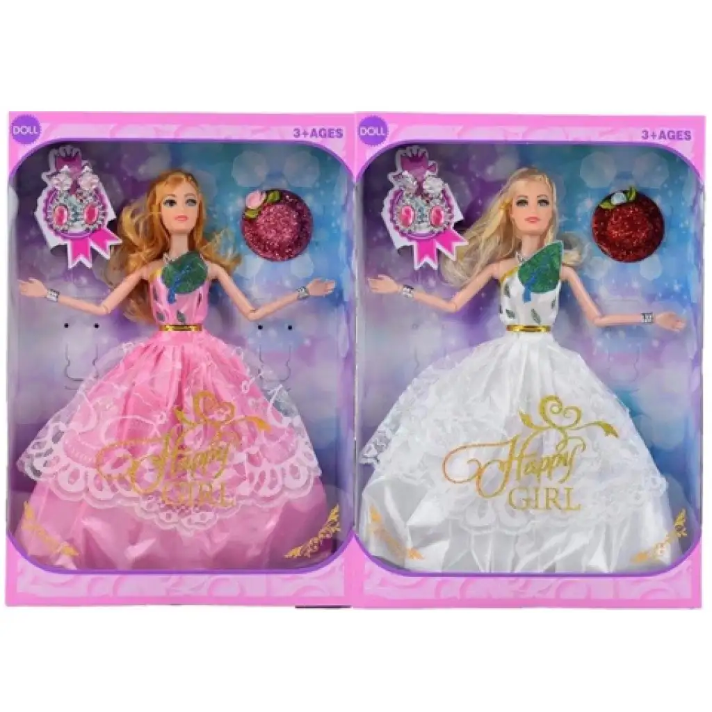 Happy Girl módna bábika vo večerných šatách s klobúkom 29 cm, dva varianty