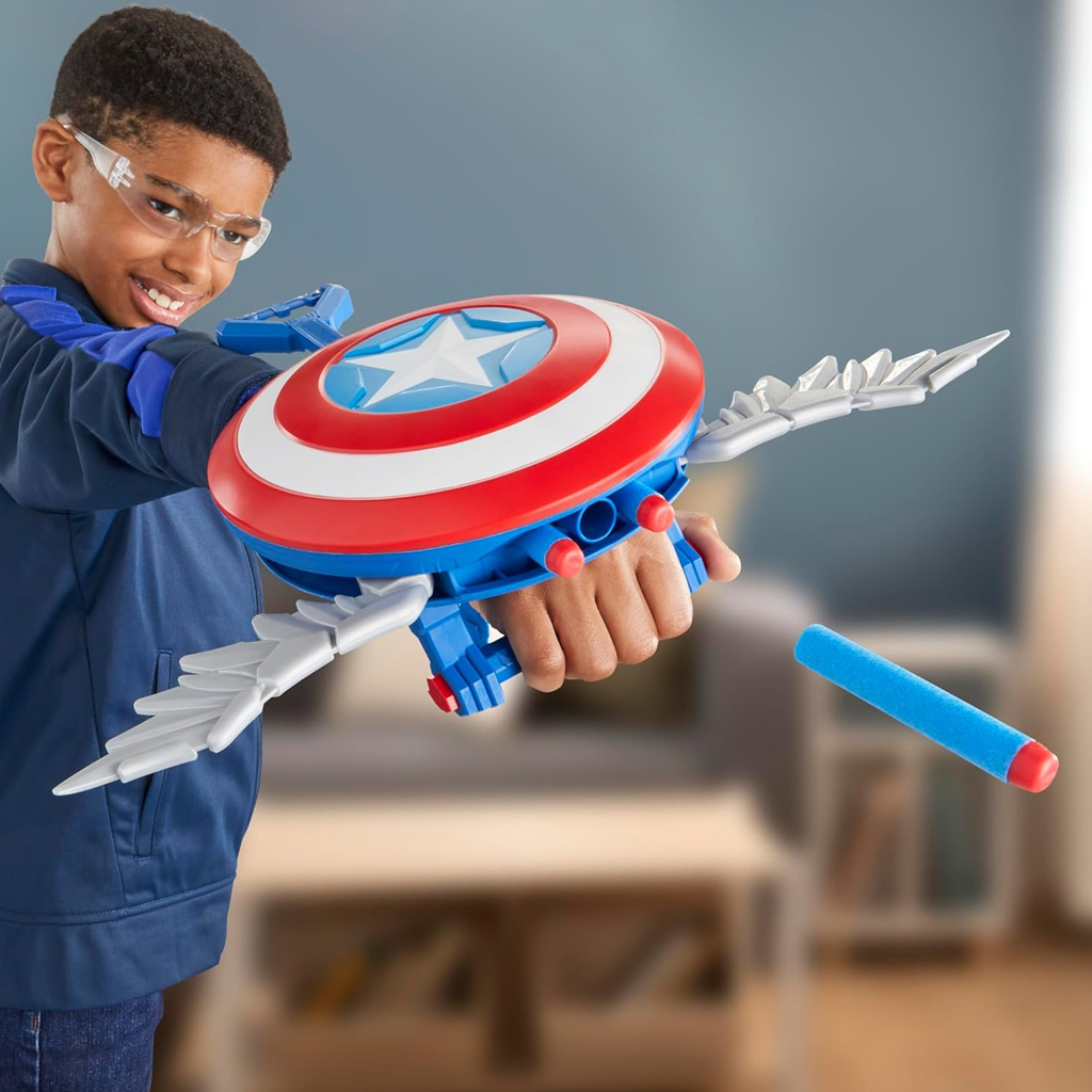 Nerf: Kapitán Amerika - Krásny nový svet Blaster skyshot penový vystreľovací štít - Hasbro kép 3