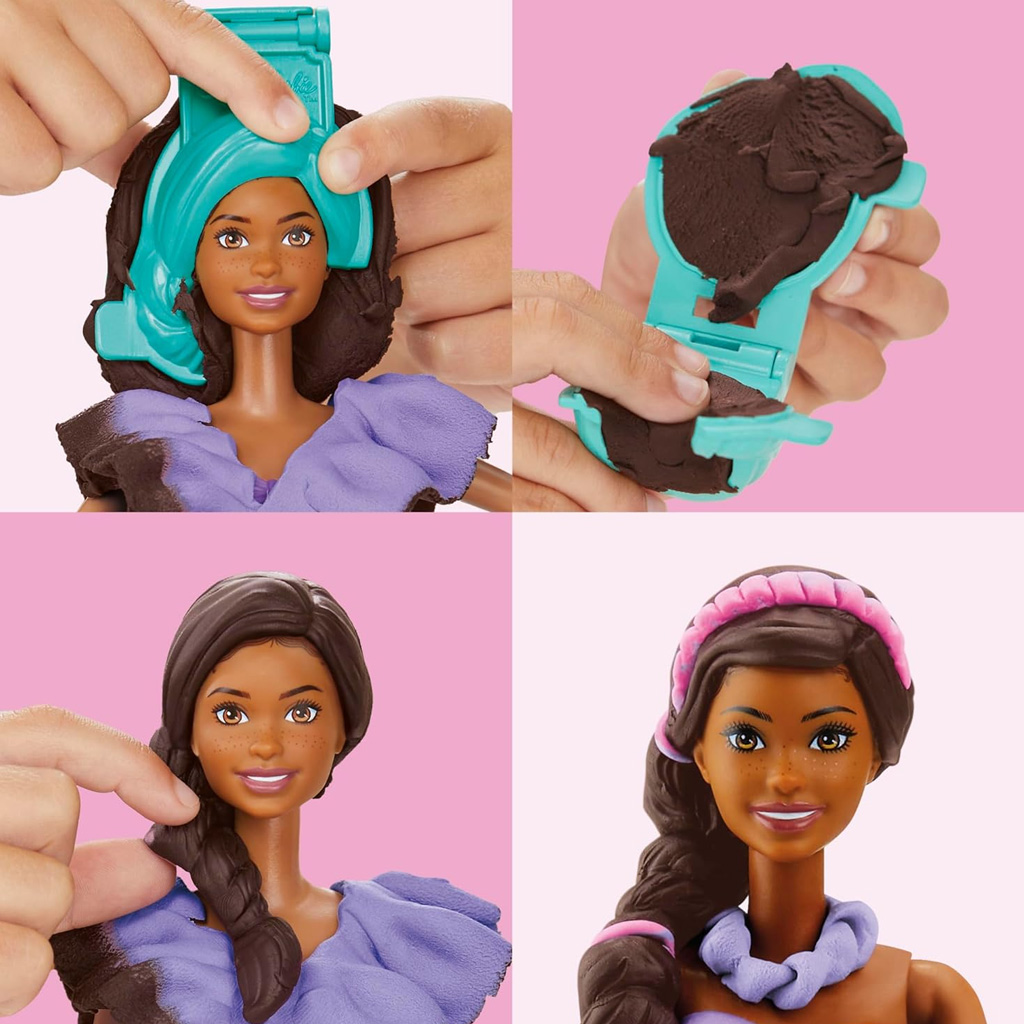 Play-Doh: Barbie Fashionista súprava na výrobu šiat s volánikmi z plastelíny s bábikou - Hasbro kép 3