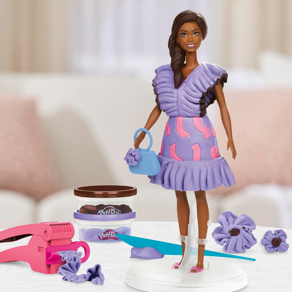 Play-Doh: Barbie Fashionista súprava na výrobu šiat s volánikmi z plastelíny s bábikou - Hasbro kép 4