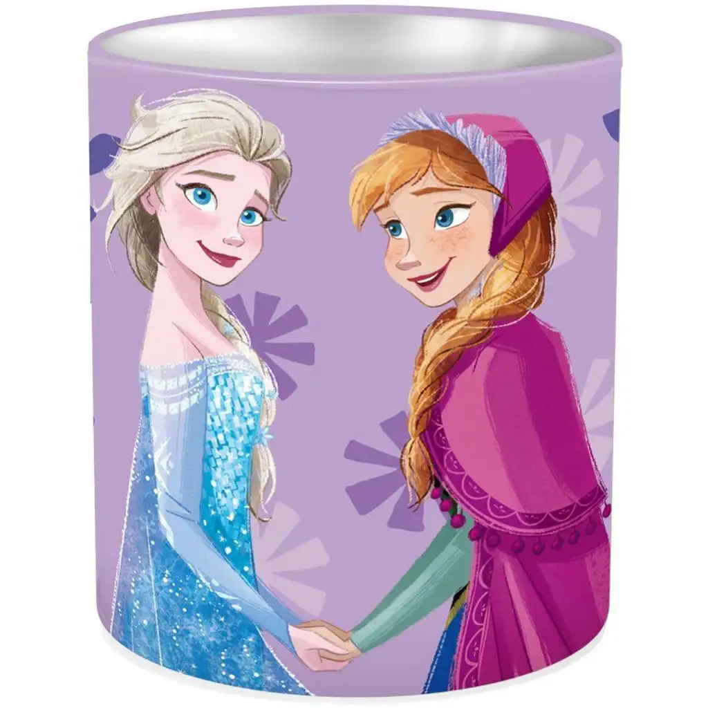 Luna: Kovový valcový stojan na písacie potreby Frozen Elsa a Anna 10x11 cm