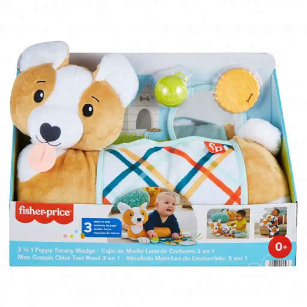 Fisher-Price: Corgie Puppy Nőj velem pocakpárna csörgővel, rágókával és tükörrel - Mattel kép 1