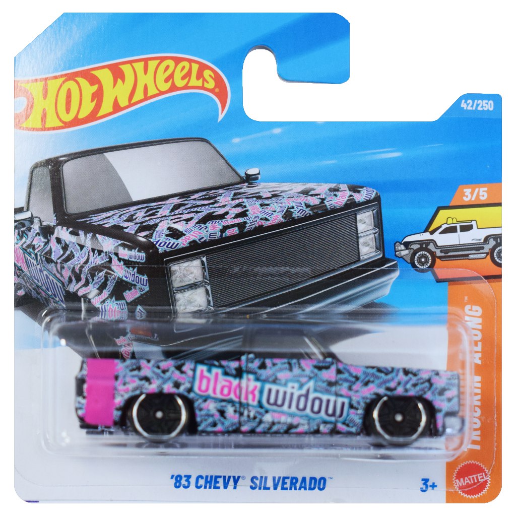 Hot Wheels: 83 Chevy Silverado black widow autíčko 1/64 - Mattel