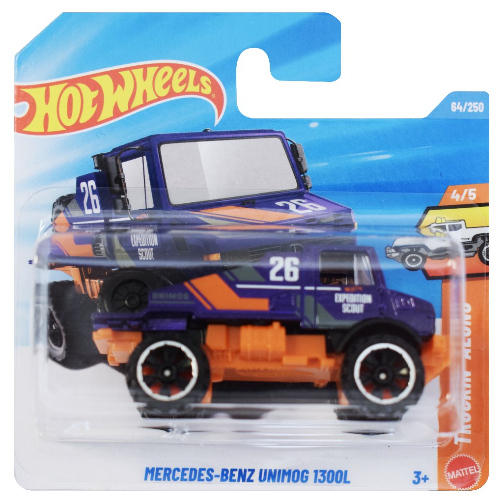 Hot Wheels: Mercedes-Benz Unimog 1300L lila kisautó 1/64 - Mattel kép 1