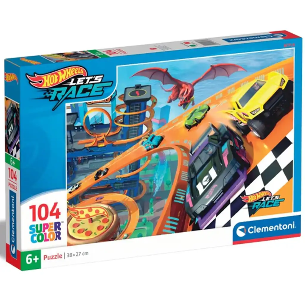 Hot Wheels verseny 104db-os supercolor puzzle - Clementoni kép 1