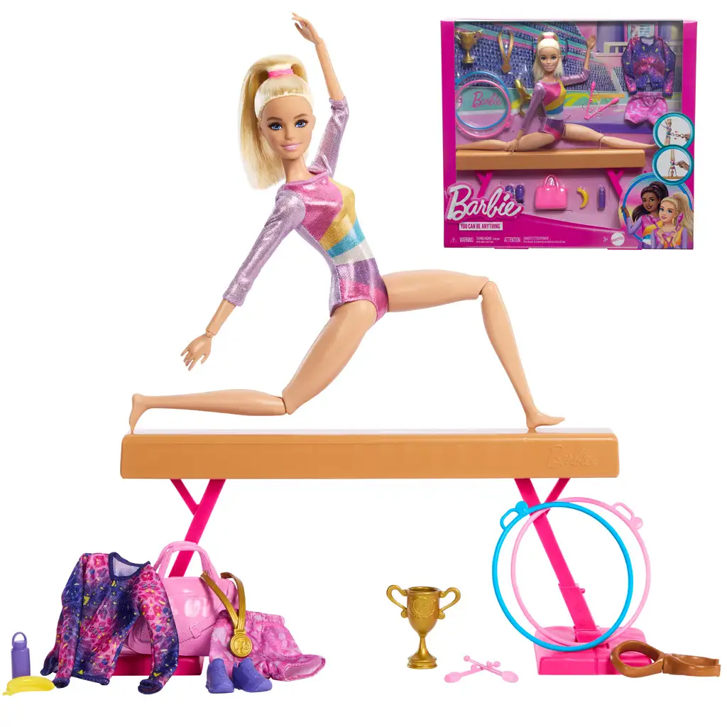 Barbie: Súprava gymnastická bábika s doplnkami - Mattel