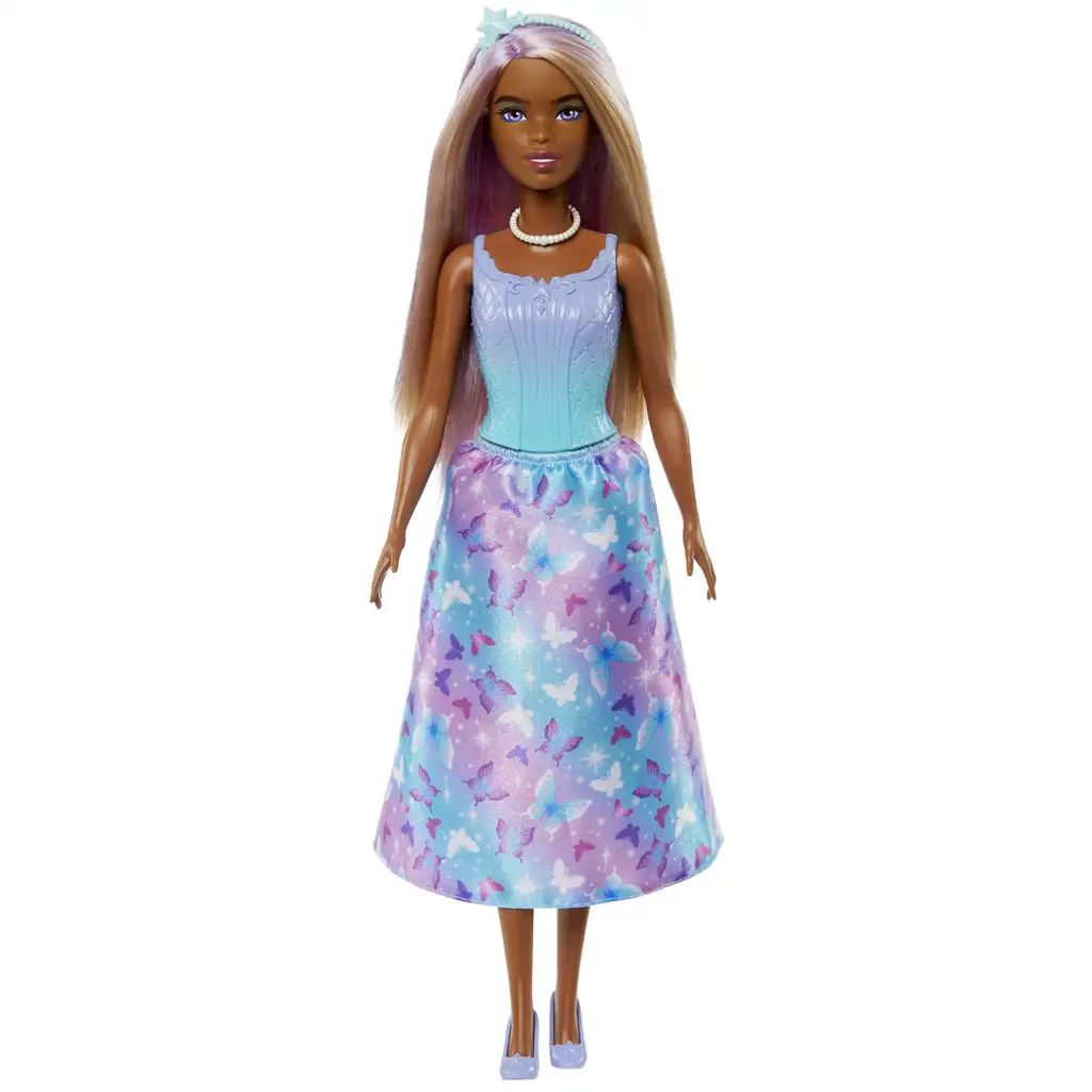 Barbie Dreamtopia: Princezná bábika v modro-fialových šatách s motýľmi - Mattel kép 2