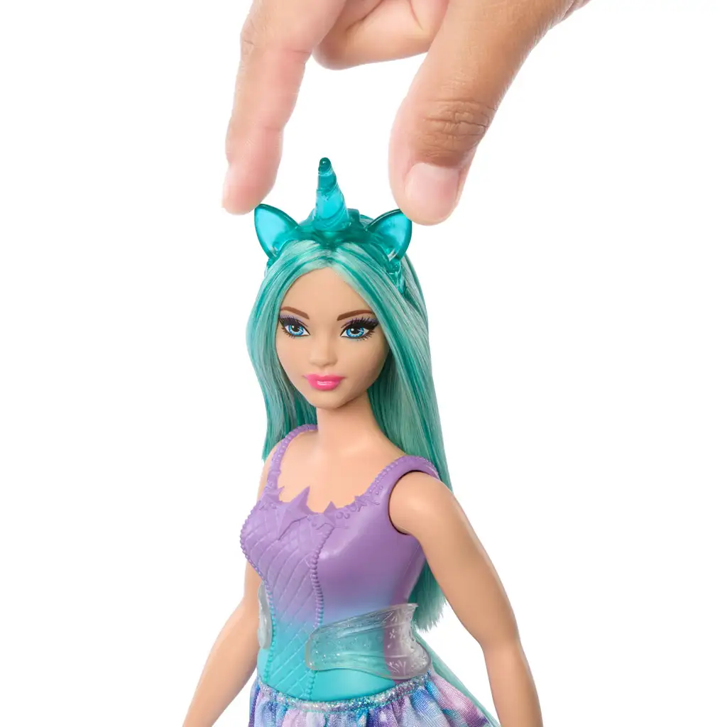 Barbie Dreamtopia: Jednorožec bábika v modro-fialových šatách - Mattel kép 2