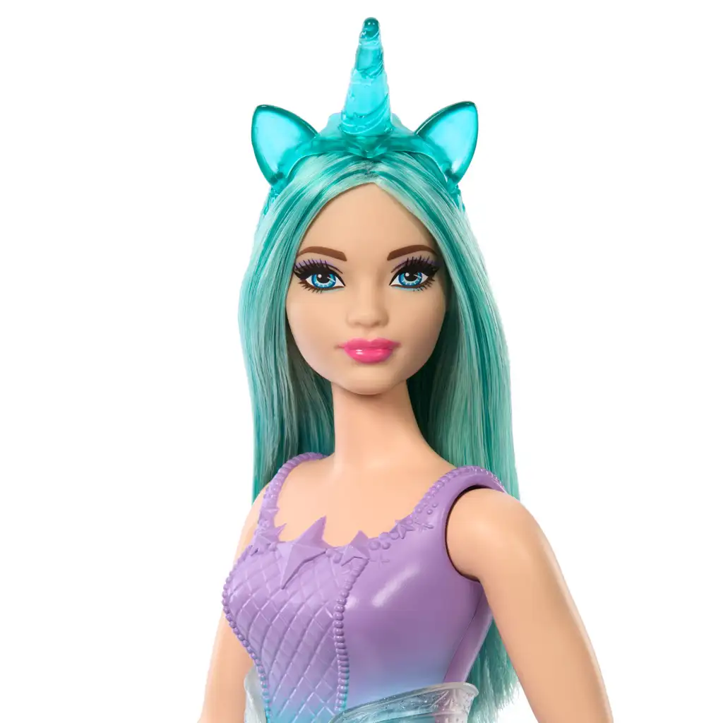 Barbie Dreamtopia: Jednorožec bábika v modro-fialových šatách - Mattel kép 3