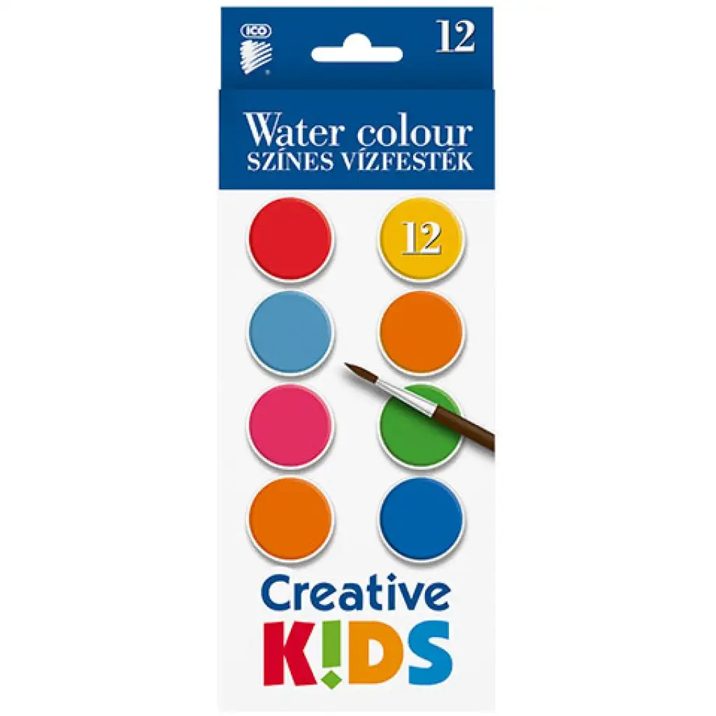ICO: Creative Kids 12 dielny set vodových farieb 28mm