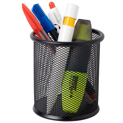 ICO: Pletivový stolový držiak na písacie potreby, čierny