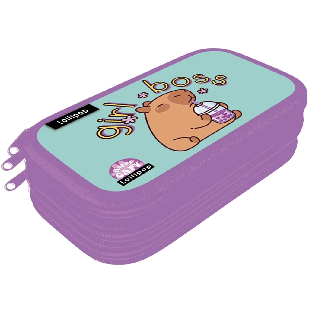 ICO: Lizzysuli Lollipop Capybara mintás három emeletes tolltartó 14x21x5 cm kép 1