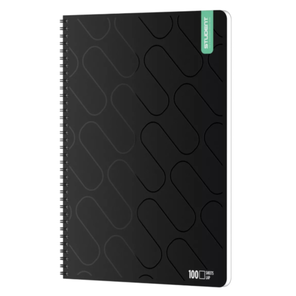 ICO: Študentský Prémiový Čierny Špirálový Zápisník A/4 čistý 100 listový