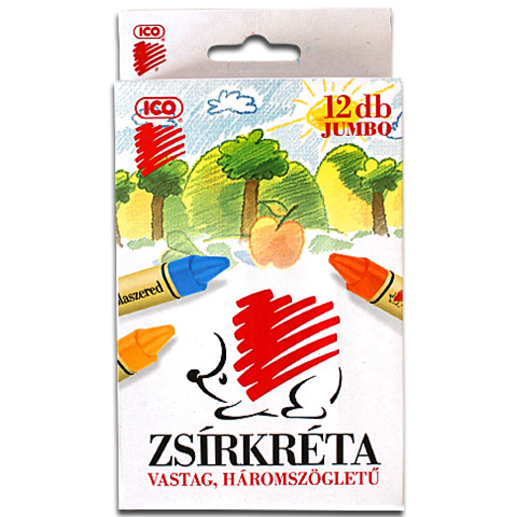 ICO: Trojhranné Jumbo voskovky Ježko 12ks