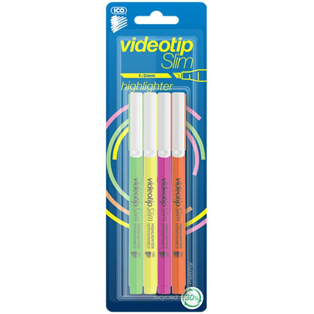 ICO: Videotip Slim zvýrazňovač v štyroch rôznych farbách