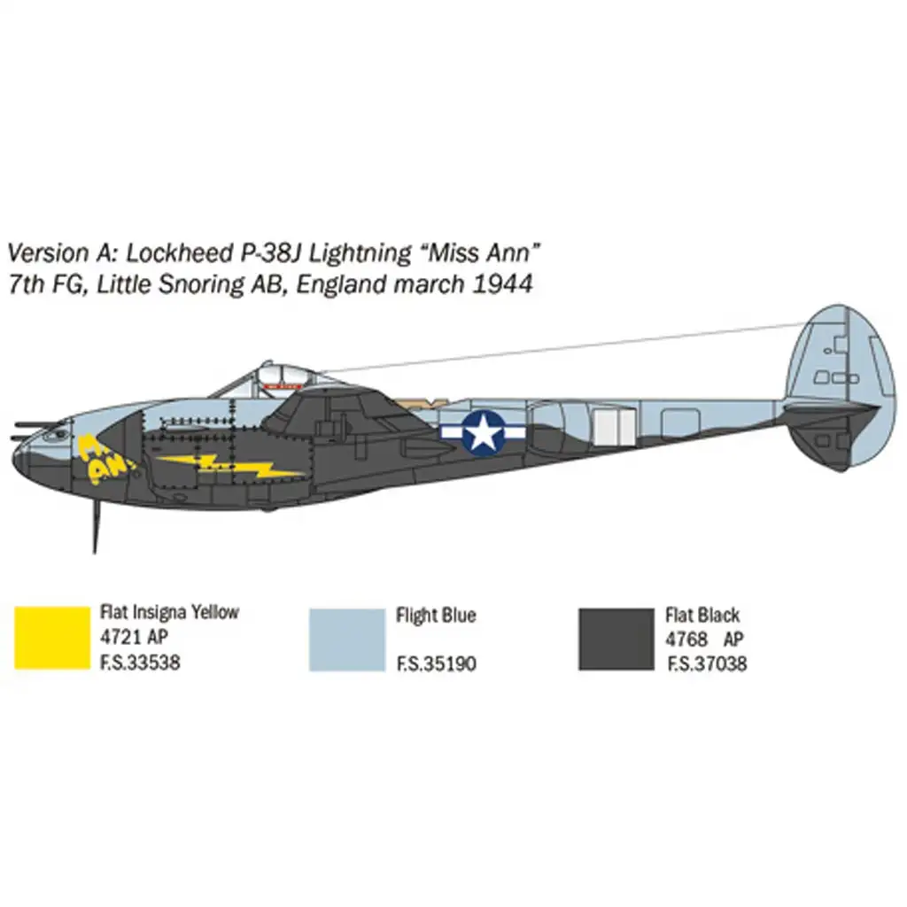 Italeri 1/72 P-38J Lightning repülőgép makett kép 3