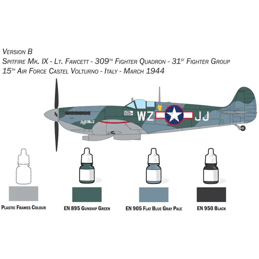 Sada modelu lietadla Italeri 1/72 Spitfire Mk. IX kép 4