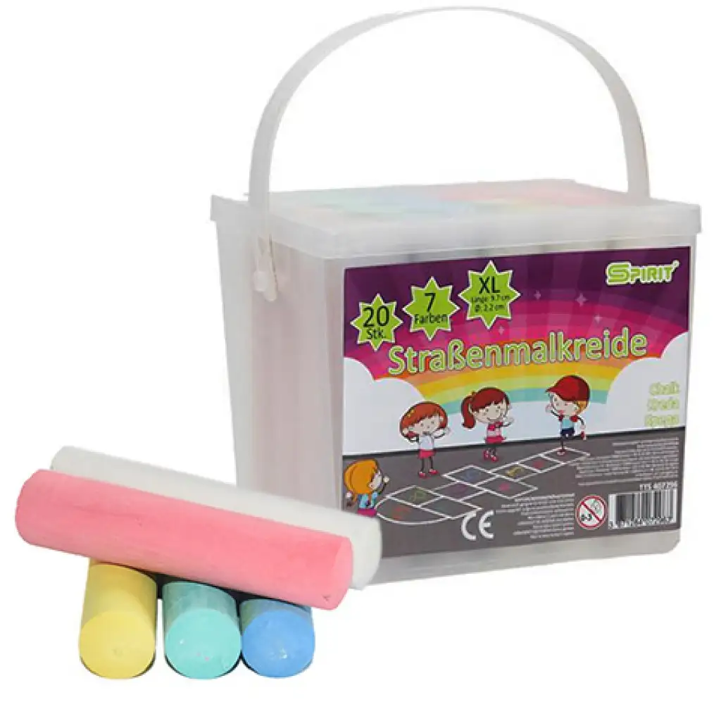 Spirit: XL veľké asfaltové kriedy vo vedierku 7 farieb 20 ks/set
