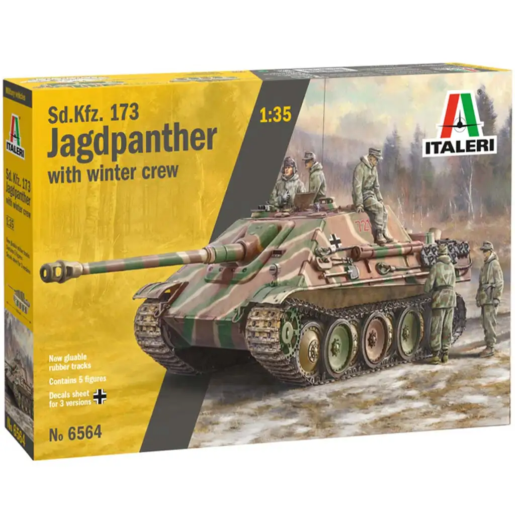 Italeri 1/35 Sd.Kfz.173 Jagdpanther tank legénységgel téli egyenruhában makett kép 1