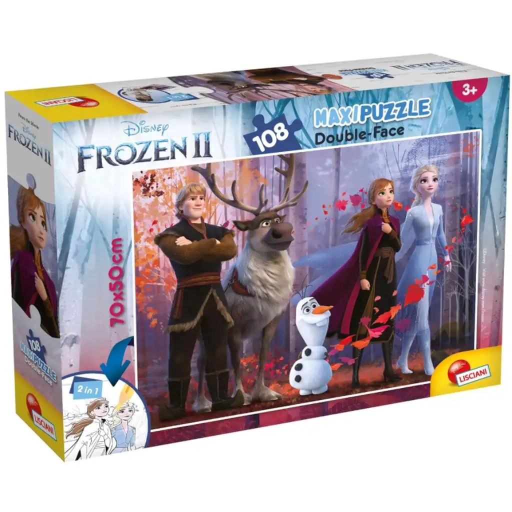 Frozen 2 2 v 1 108-dielne puzzle a omaľovánka 70x50 cm - Lisciani