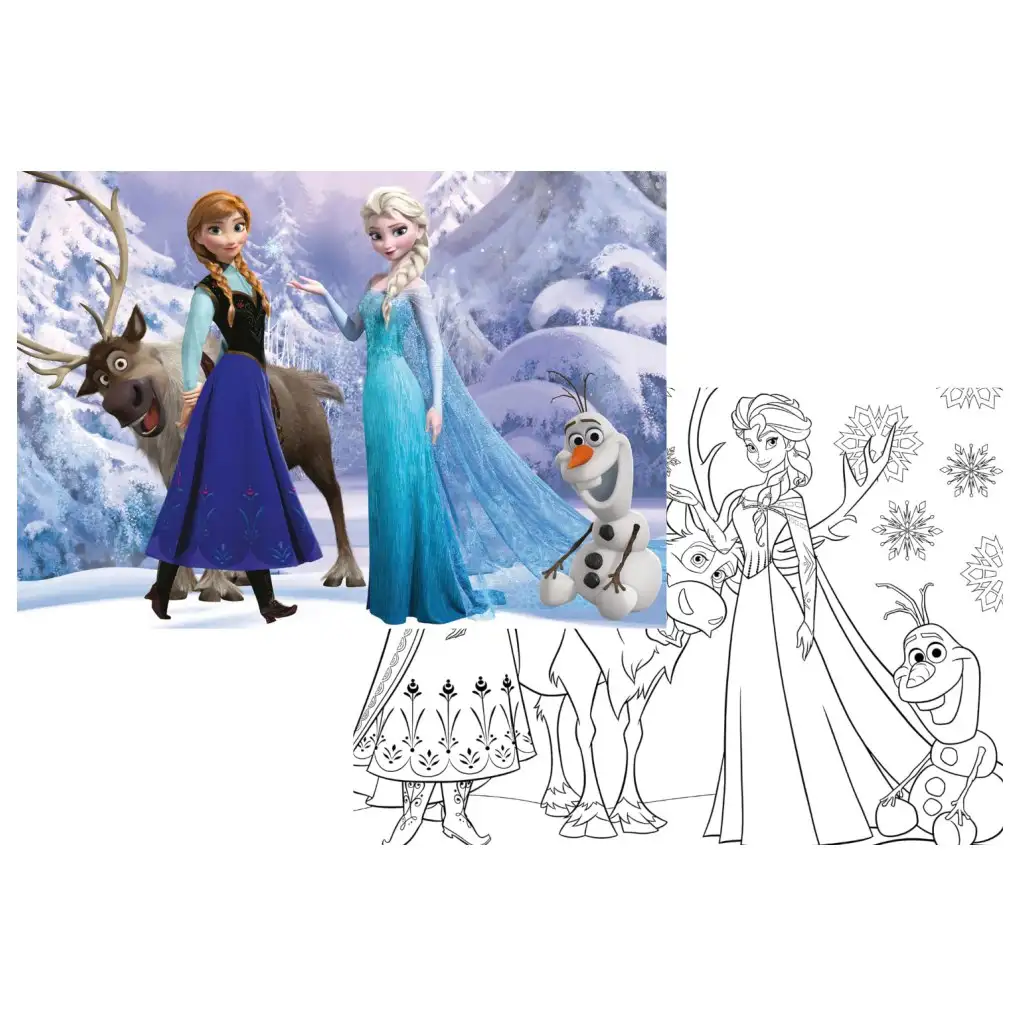 Frozen 2 v 1, 108-dielne puzzle a omaľovánka, 70x50 cm – Lisciani kép 2