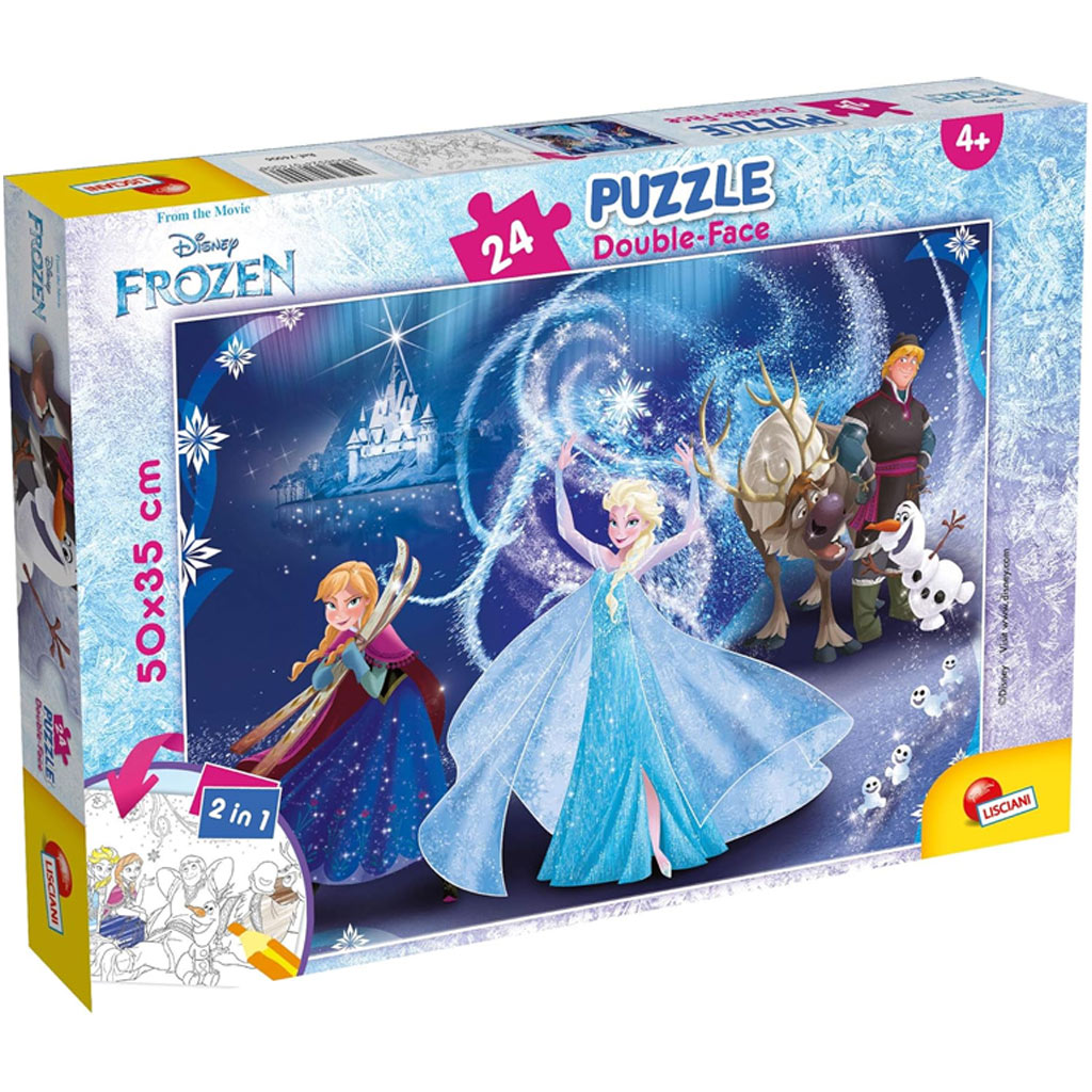 Frozen 2 v 1 24-dielne puzzle a omaľovánka 50x35 cm - Lisciani