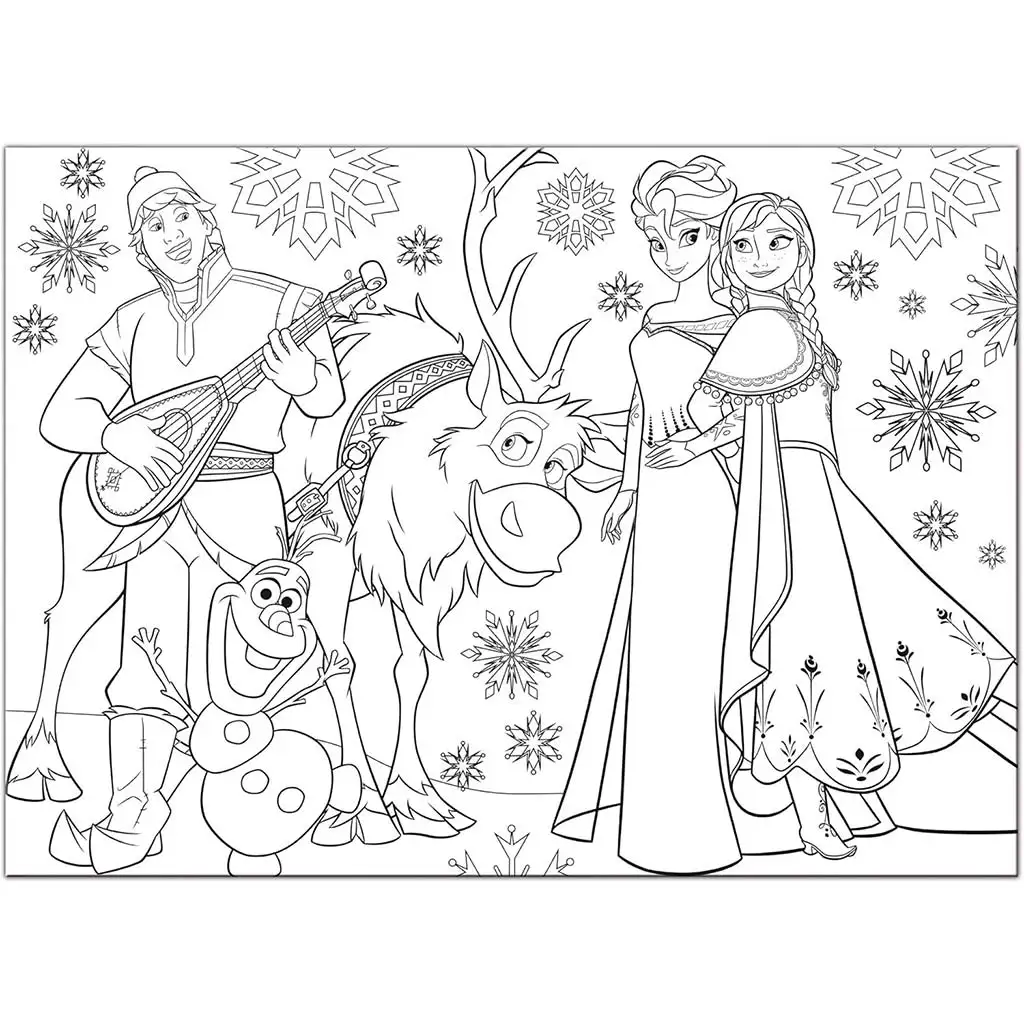 Frozen Zábava a hudba 2 v 1 60-dielne maxi puzzle a omaľovánka 70x50 cm – Lisciani kép 2