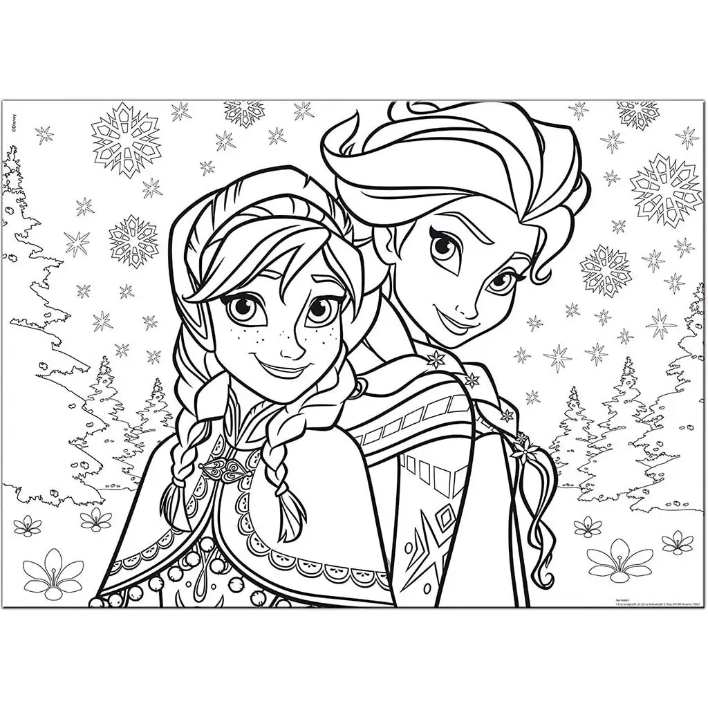 Frozen Sestry 2 v 1 60-dielne maxi puzzle a omaľovánka 70x50 cm - Lisciani kép 2