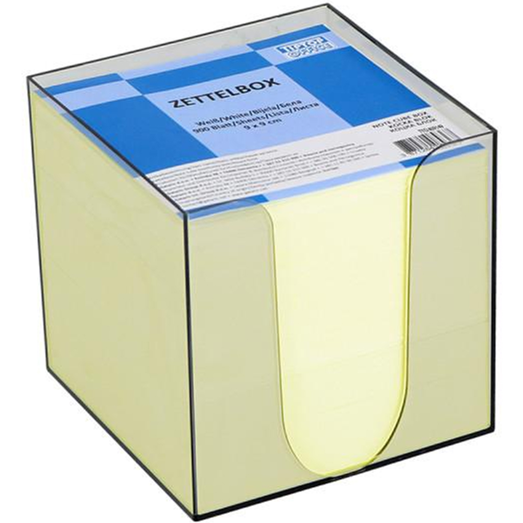 Spirit: Žltý poznámkový blok v priehľadnom obale, 900 listov, 9x9x9 cm