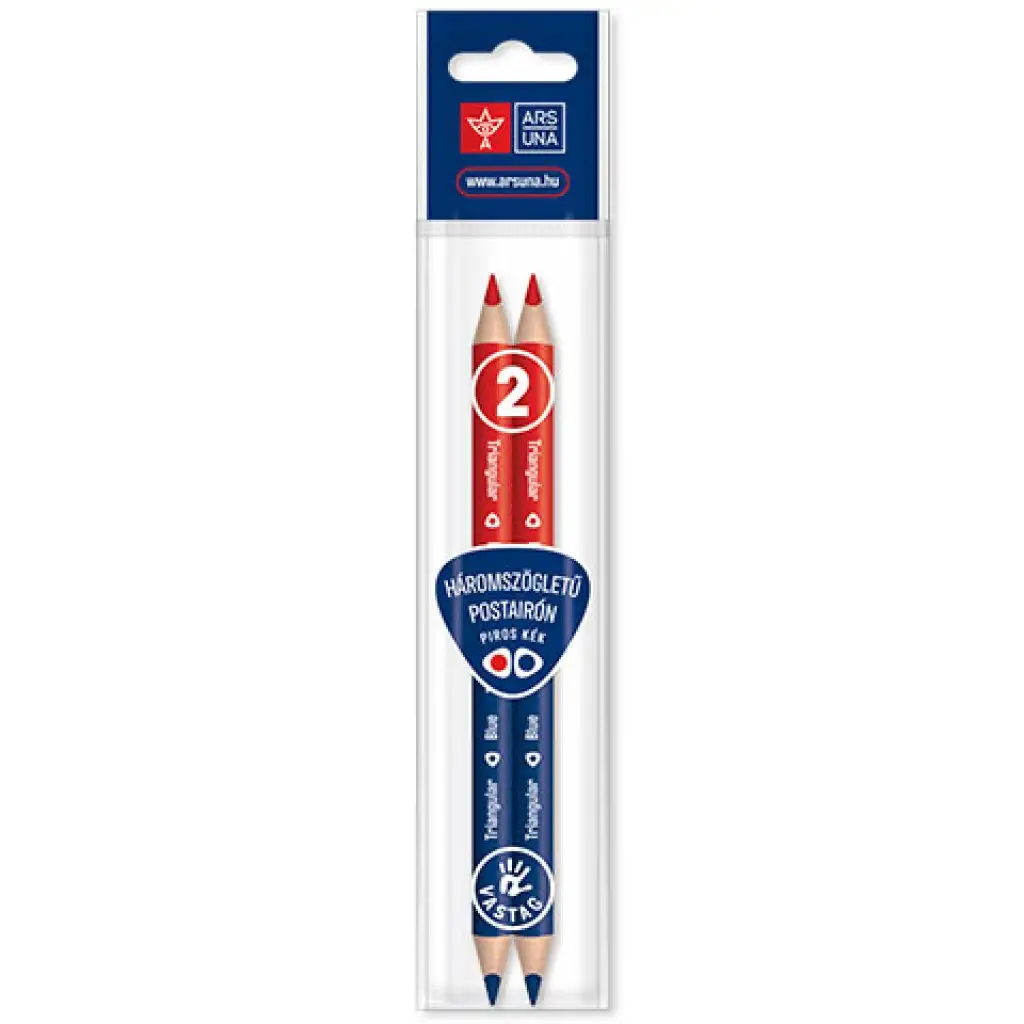 Ars Una: Trojhranná obojstranná ceruzka Jumbo - červeno-modrá 2ks
