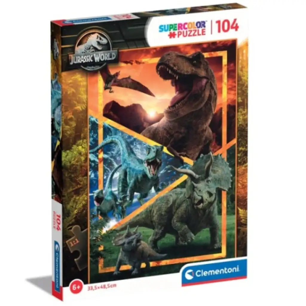 Jurassic World dinosaury Supercolor 104-dielne puzzle - Clementoni