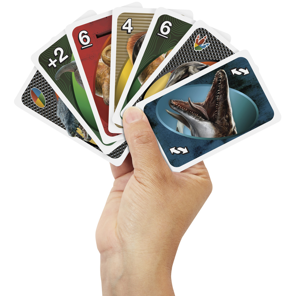 Jurassic World: Znovuzrodenie UNO kartová hra - Mattel kép 2