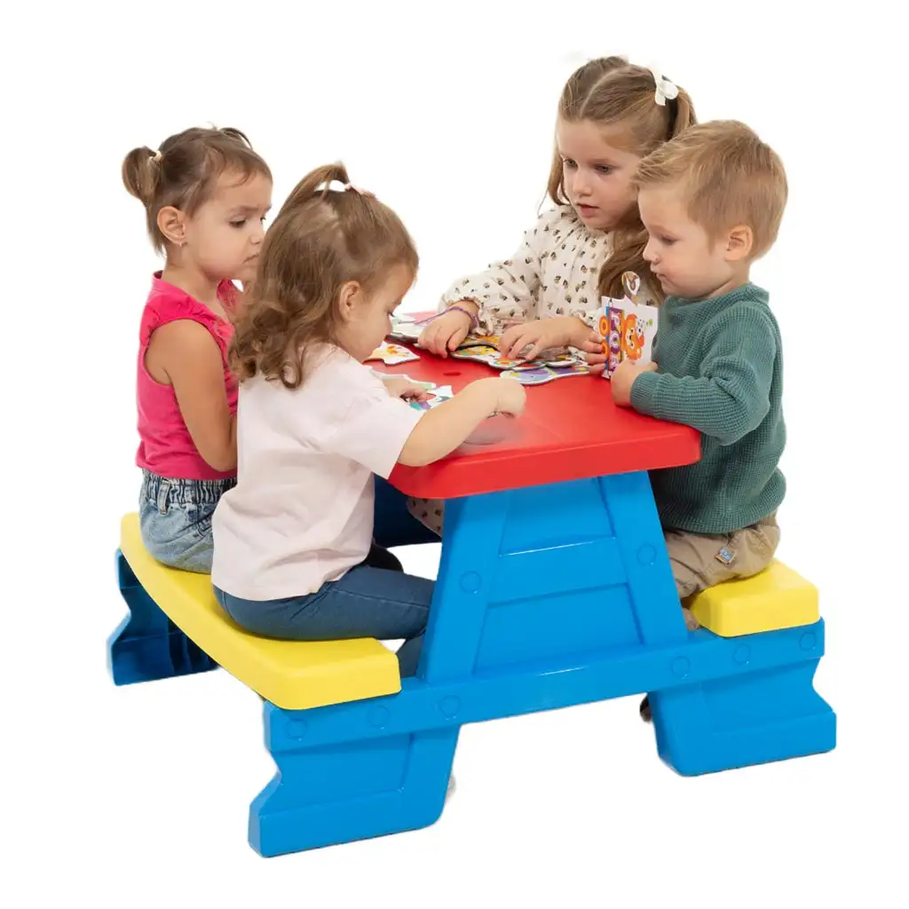 Modrý piknikový stôl 70x79x47cm kép 2