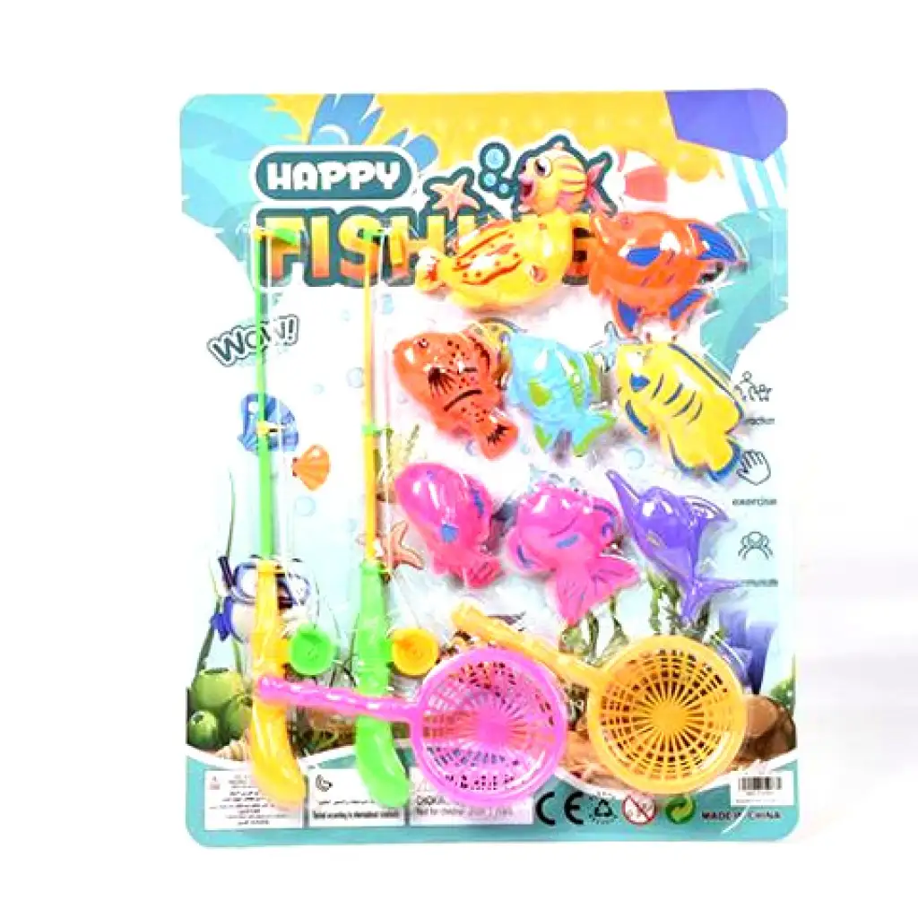 Plastová rybárska súprava s dvomi rybárskymi prútmi a morskými živočíchmi