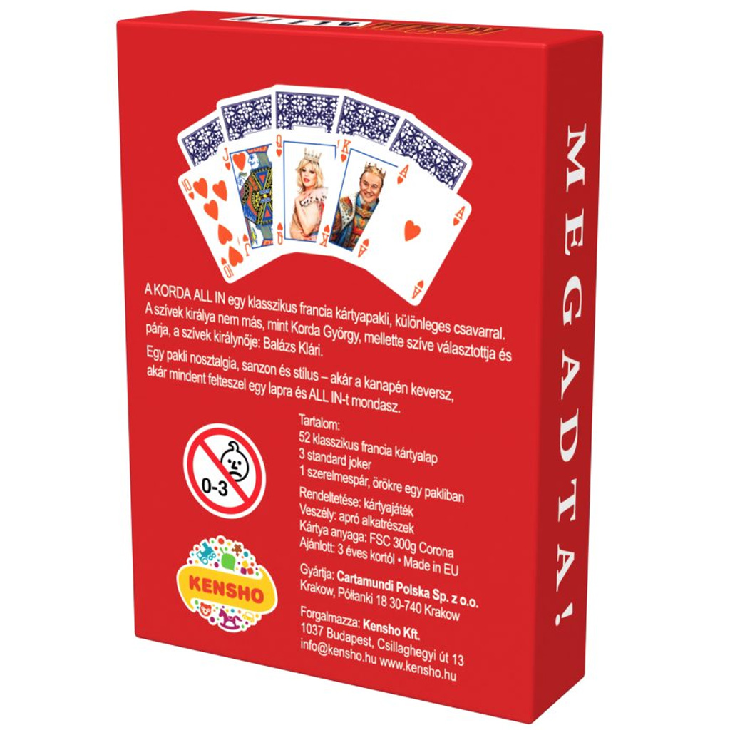 Korda All-in Klasický francúzsky kartový balíček (52 kariet + 3 žolíky) kép 2