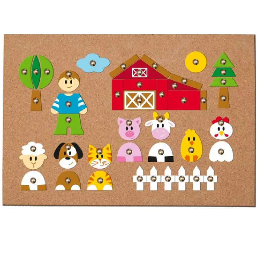 Korková tabuľa so figúrkami zvierat, hrací set - Woodyland