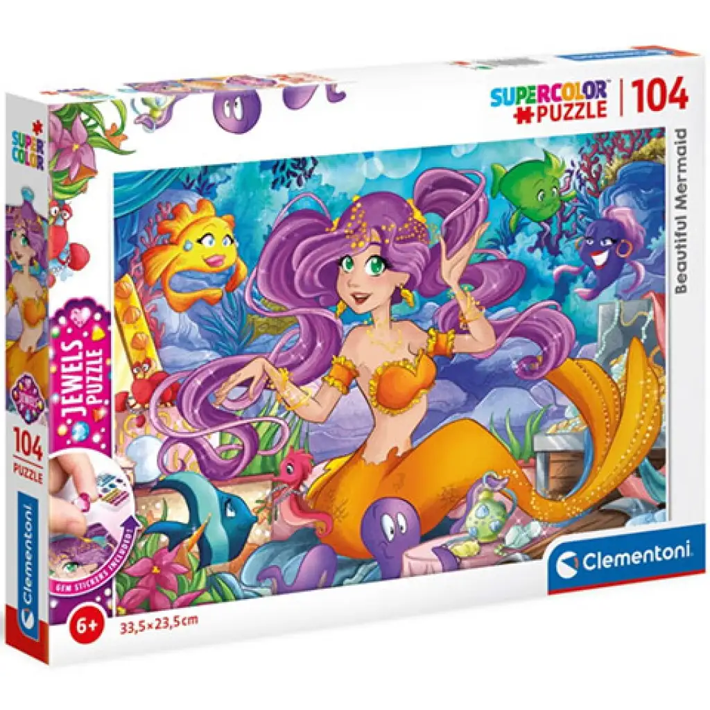 Krásna morská panna Supercolor šperk-puzzle 104ks - Clementoni