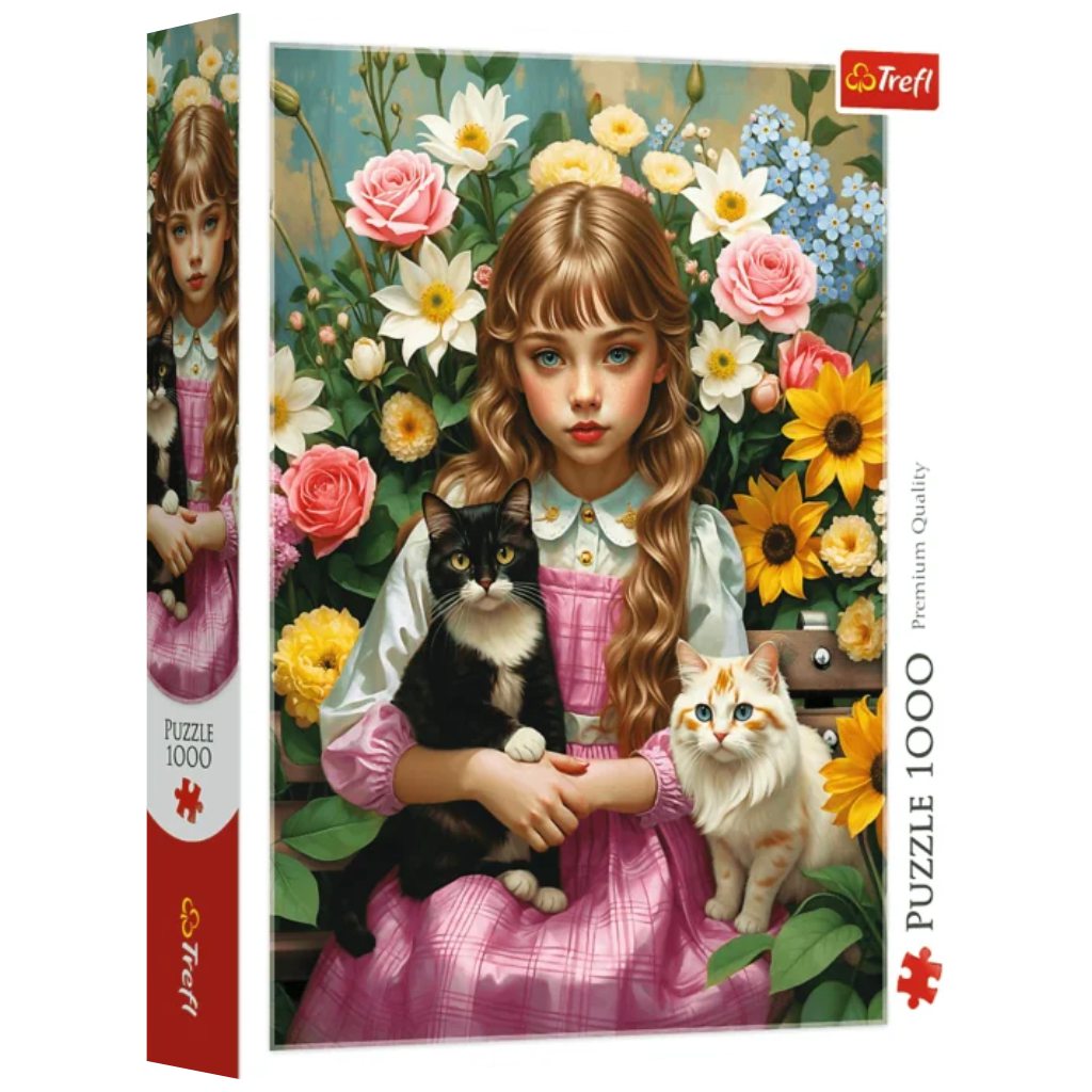 Dievča s mačiatkami, 1000-dielkové puzzle - Trefl